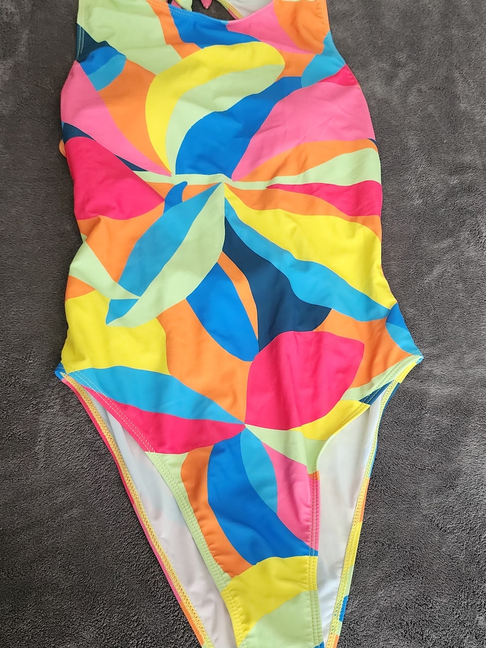 Kids Multicolor Leaf-Print One-Piece Swimsuit